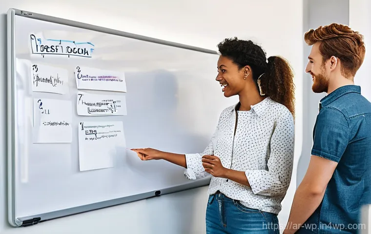 관점 전환 훈련을 위한 인터뷰 기법 - **Prompt 2: Building Trust Through Open Body Language**
    "Two professionals, a man and a woman in...