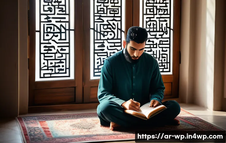 관점 전환 능력을 위한 실천 가능한 팁 - A serene Middle Eastern home interior with a young Arab man sitting cross-legged on a traditional Pe...