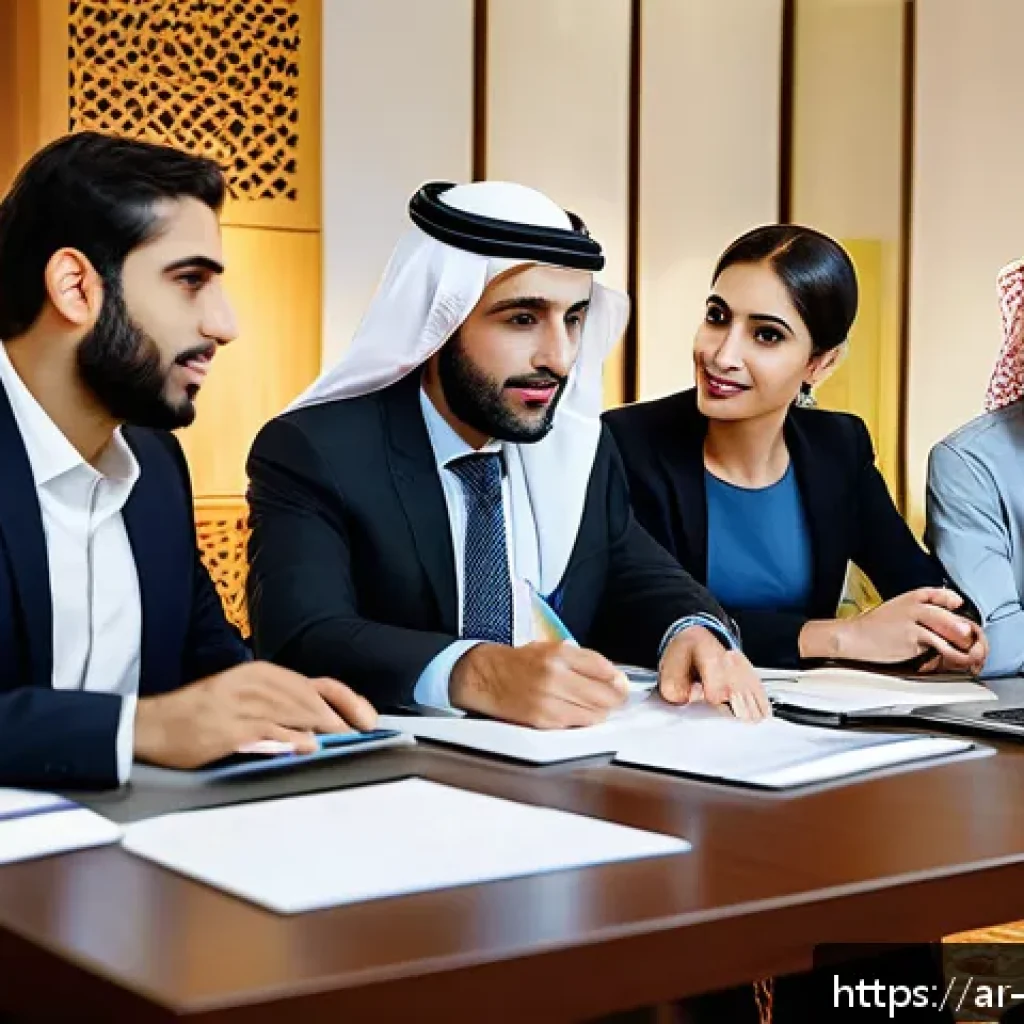 관점 전환 훈련을 위한 피드백 활용 - A professional Middle Eastern office setting showing a diverse team engaged in a constructive feedba...