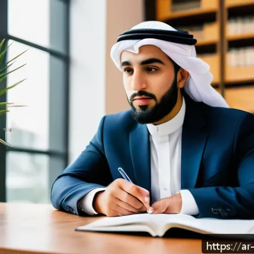 관점 전환 능력 향상을 위한 지속적인 피드백 - A thoughtful Arab man in a modern office setting, wearing smart casual attire, sitting at a desk wit...